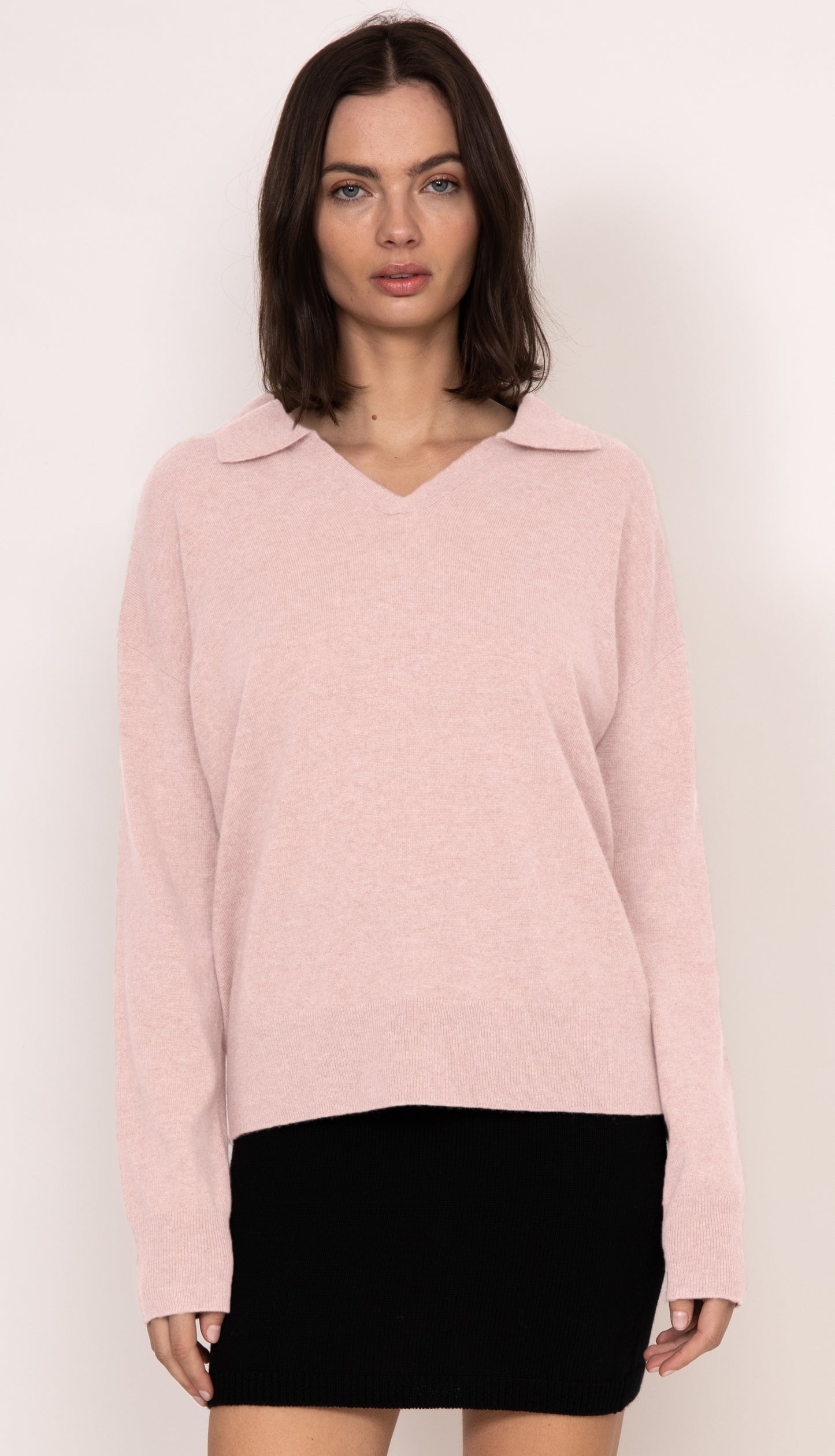 Luna Collared Cashmere Sweater | Peony