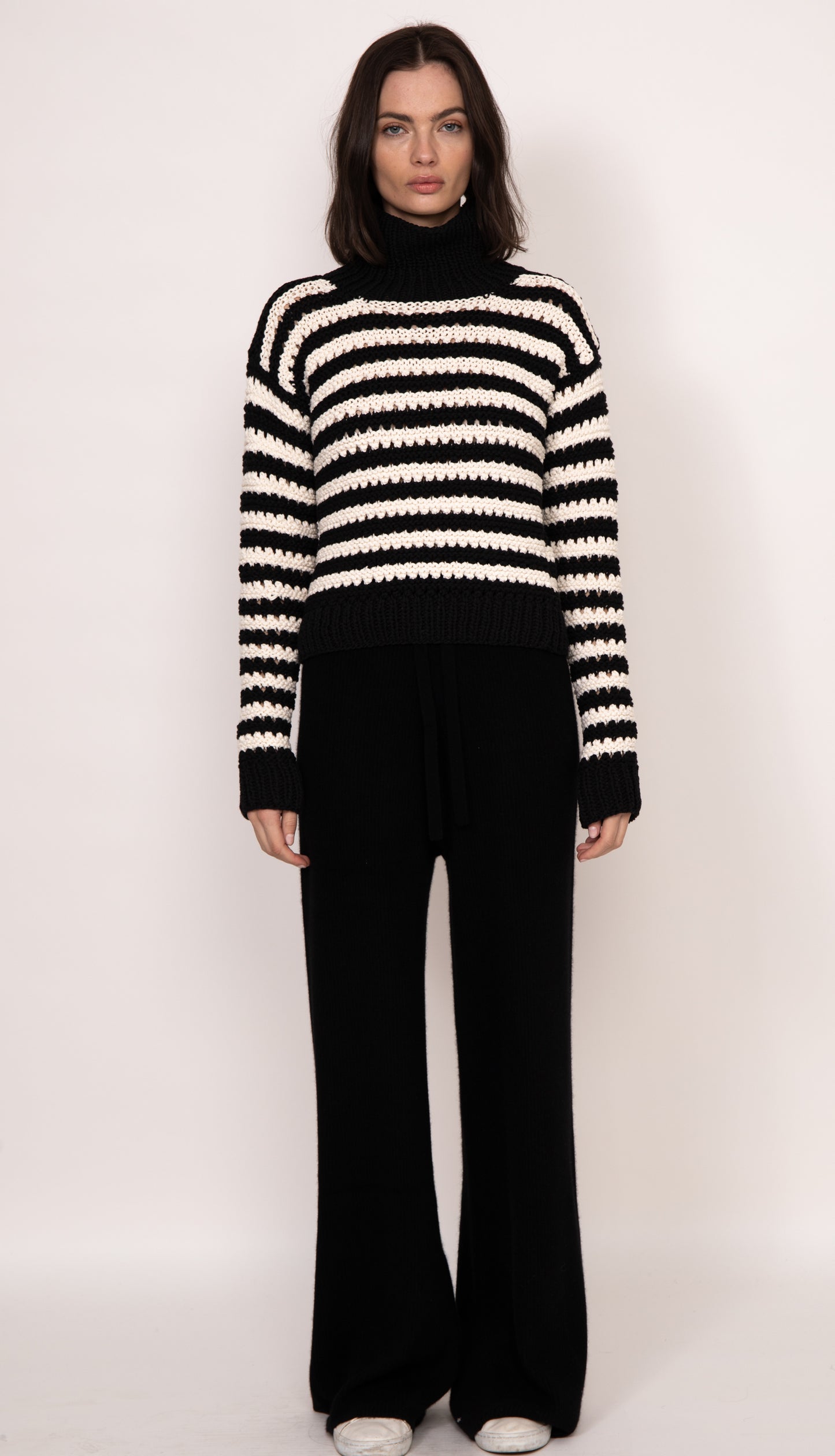 Rumi Ribbed Cashmere Blend Wide Leg Pants | Black