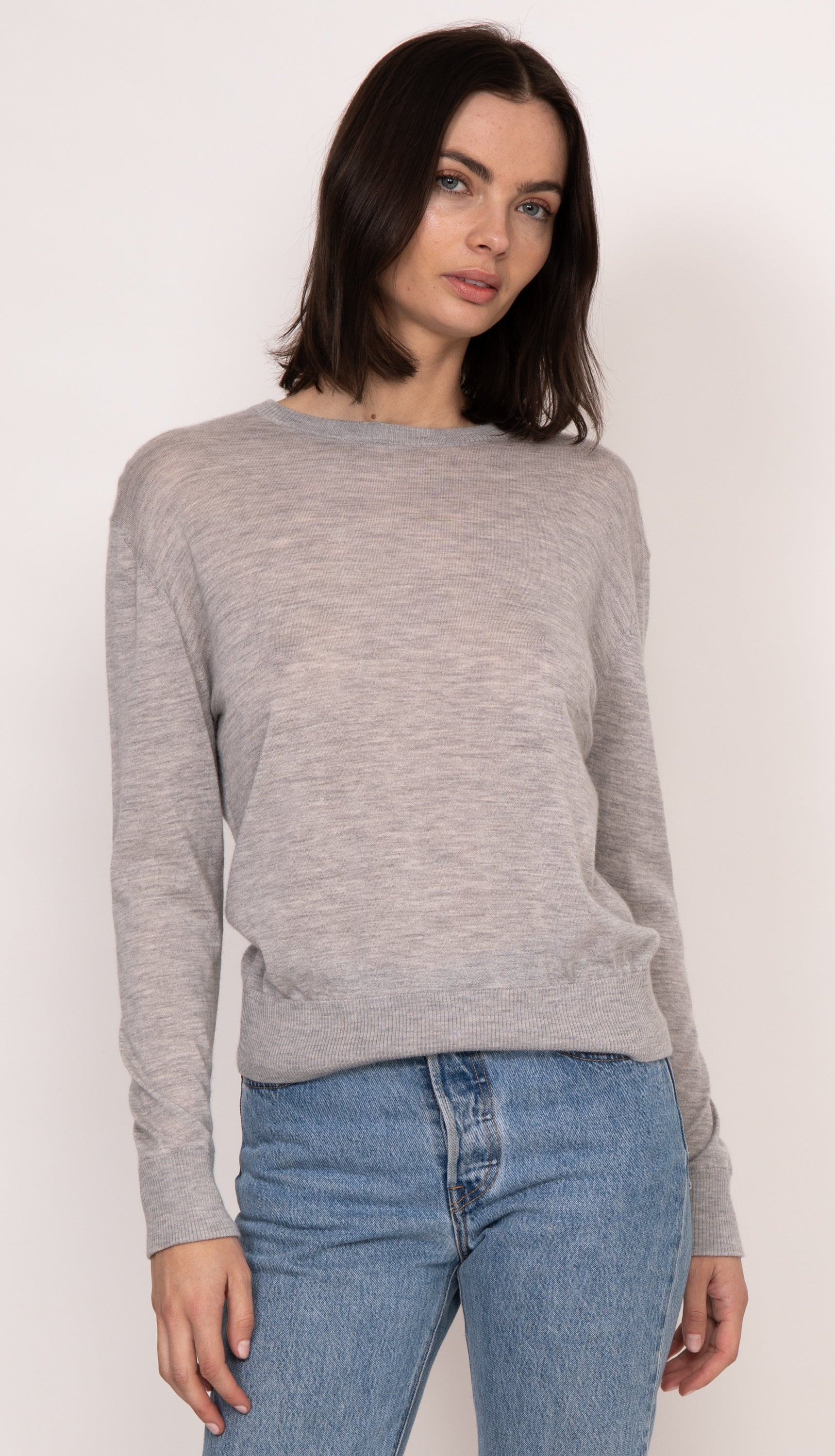 Marguerite Paper Thin Cashmere Sweater | Heather Gray – Kathryn