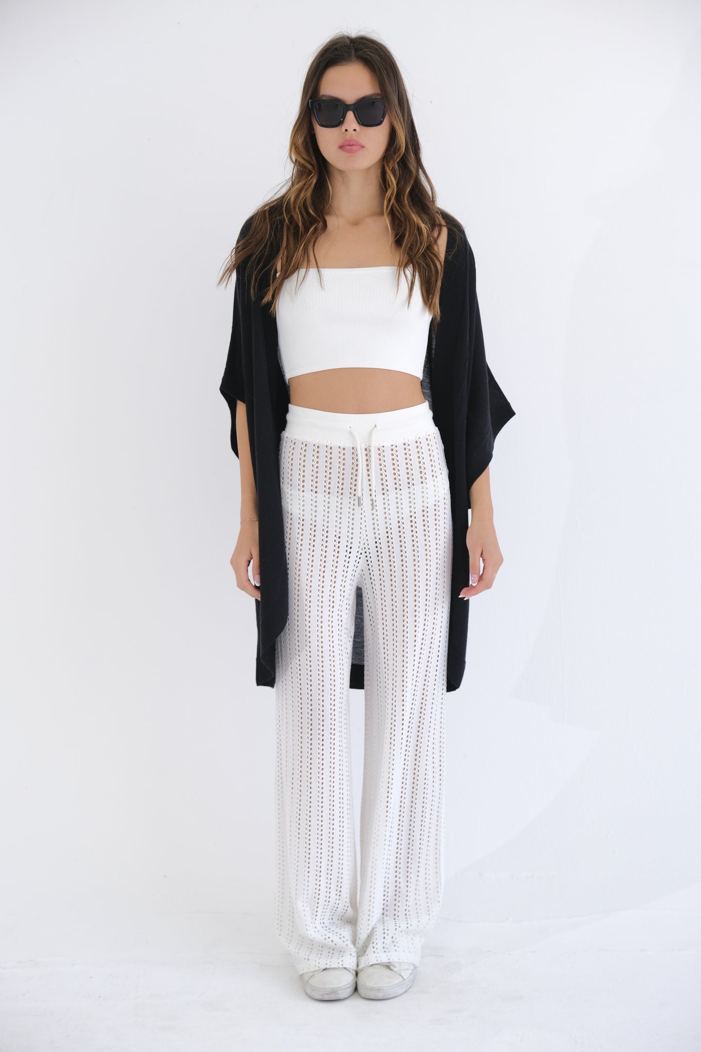 Mica Crochet Pants | White