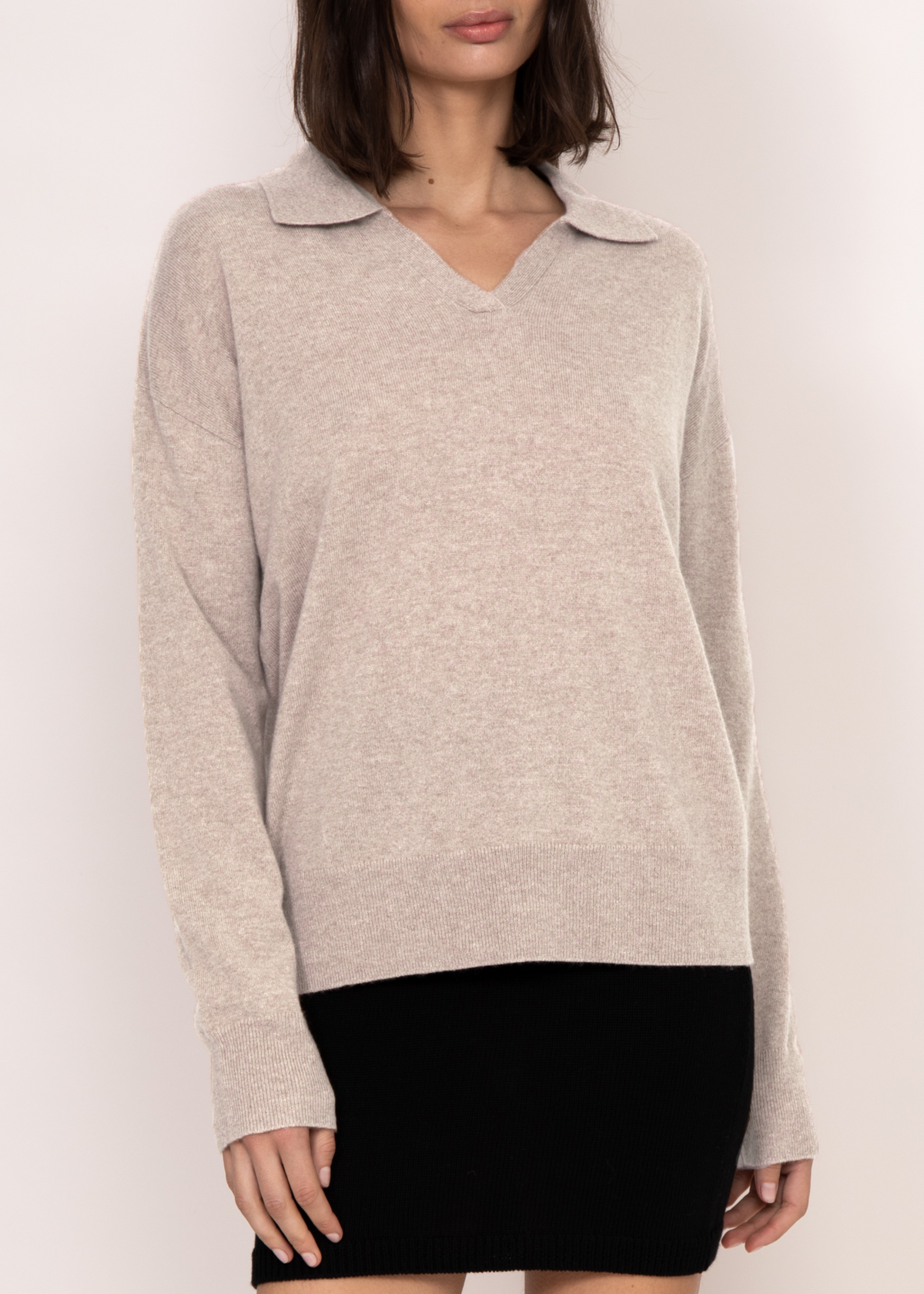 Luna Collared Cashmere Sweater | Champagne