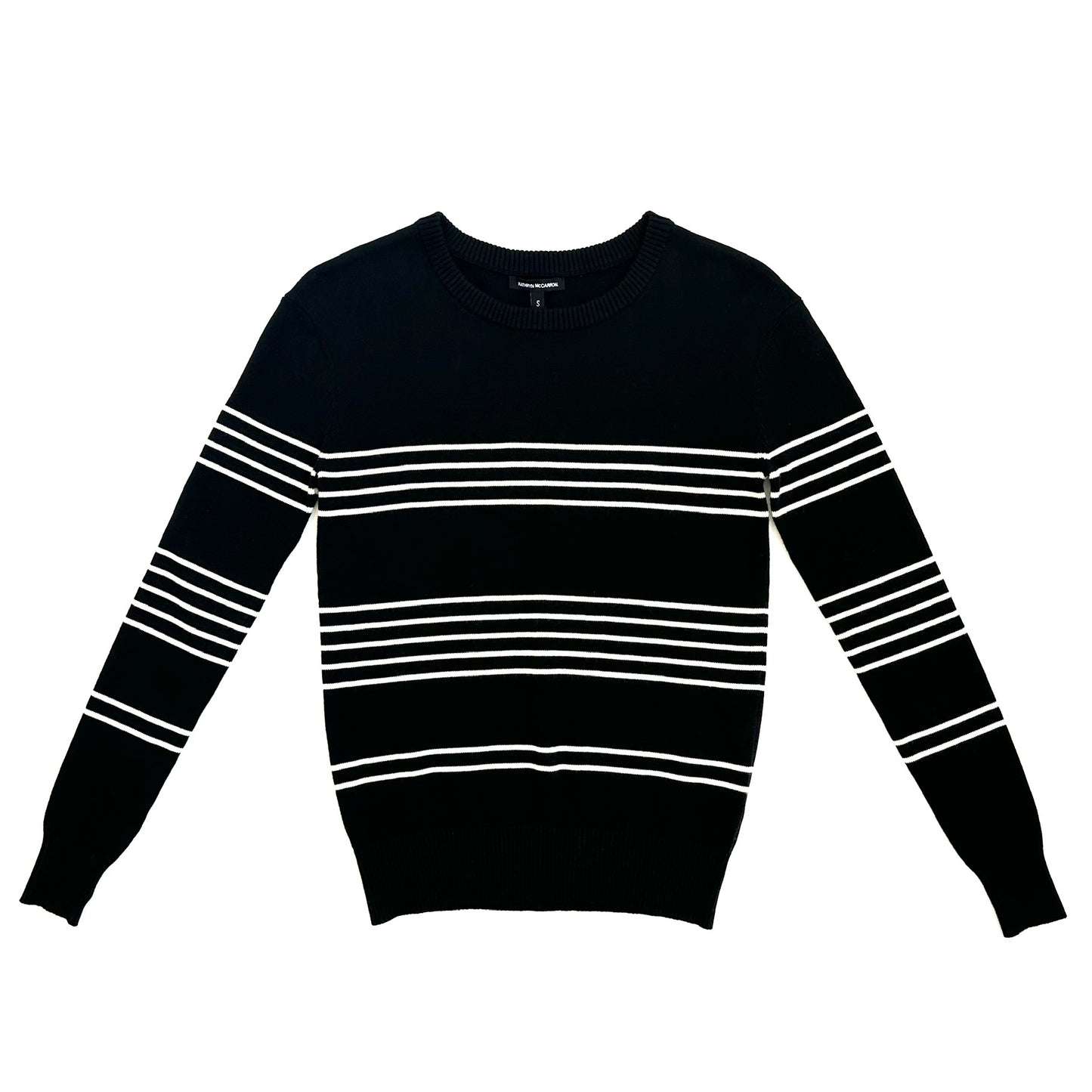 Saint Martins Cashmere Striped Crew | Black
