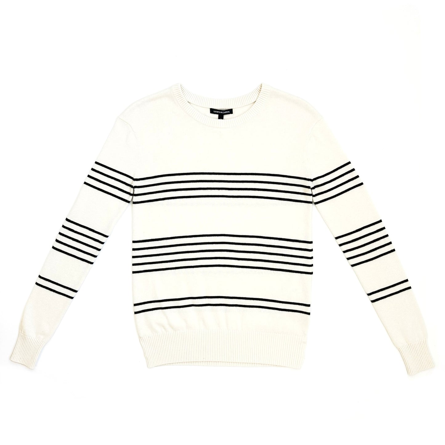Saint Martins Cashmere Striped Crew | Ivory