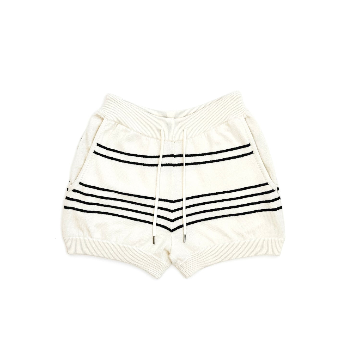 Women's Striped black and white Cashmere Knit Shorts – Luxury Loungewear Bottoms