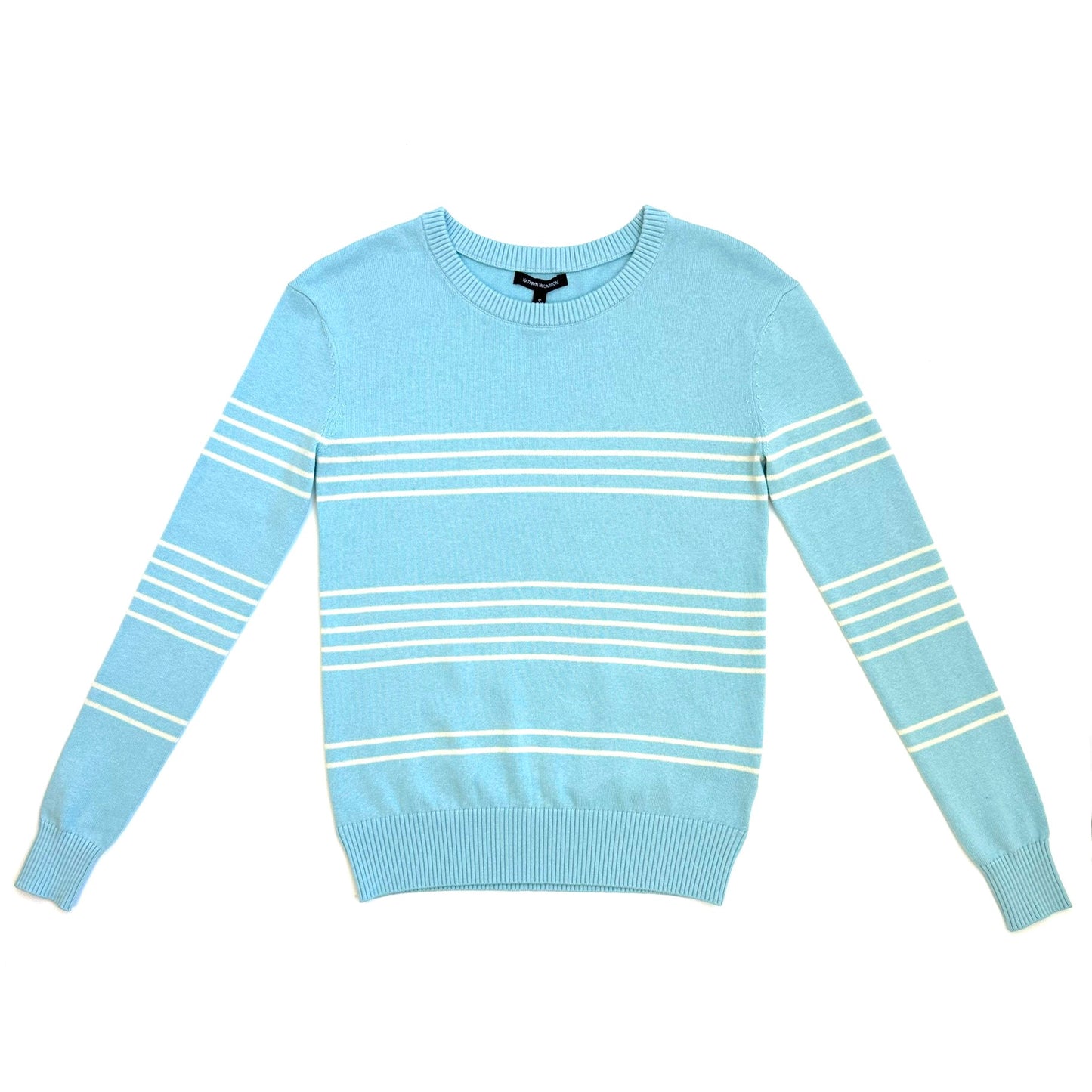 Saint Martins Cashmere Striped Crew | Aqua