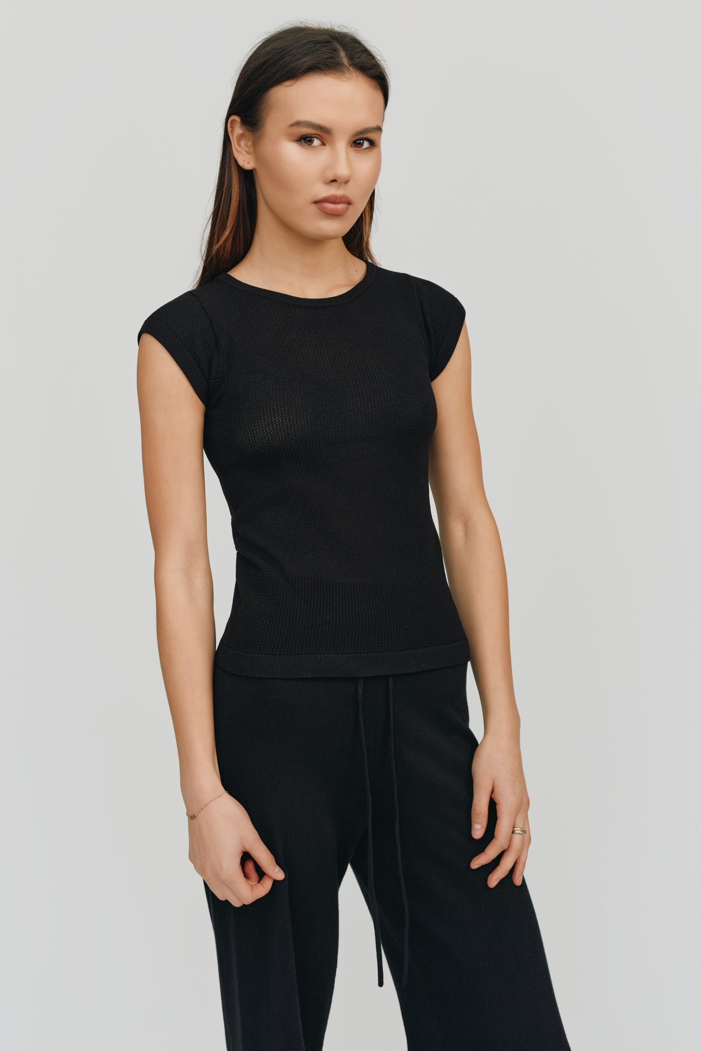 Ella Mesh Perfect Fit Tee | Black