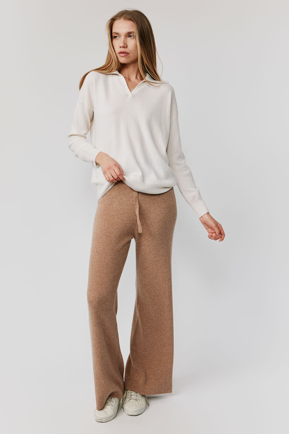 Luna Collared Cashmere Sweater | Ivory