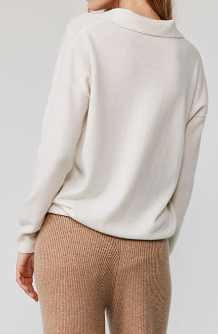 Luna Collared Cashmere Sweater | Ivory