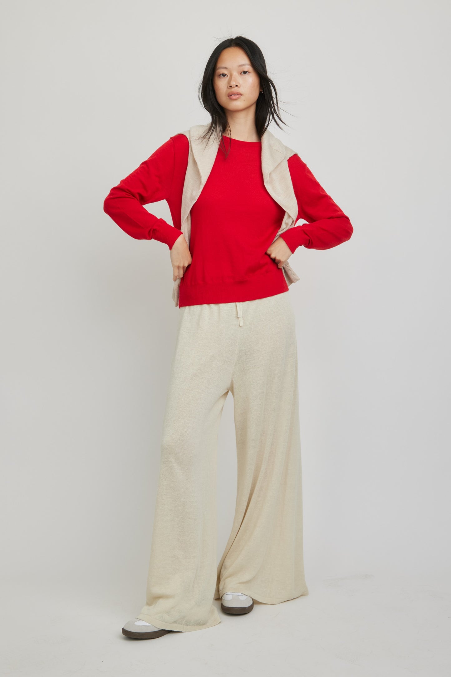 Marguerite Paper Thin Cashmere Sweater | Candy Apple Red