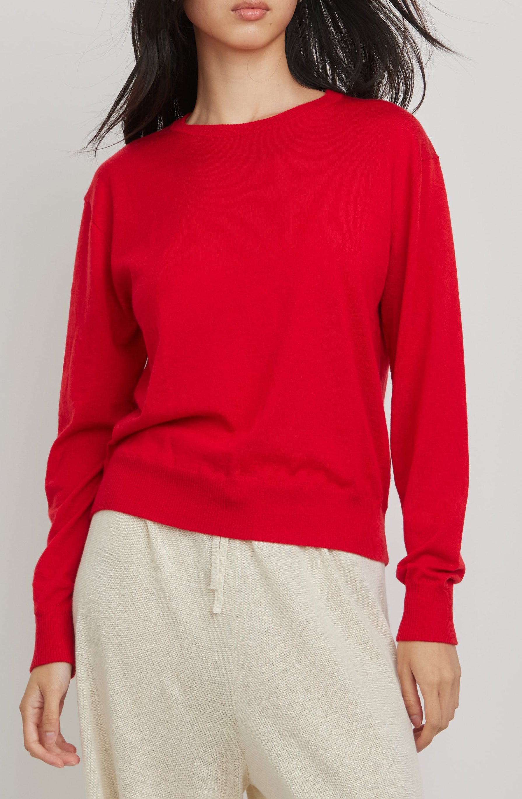 Marguerite Paper Thin Cashmere Sweater | Candy Apple Red – Kathryn