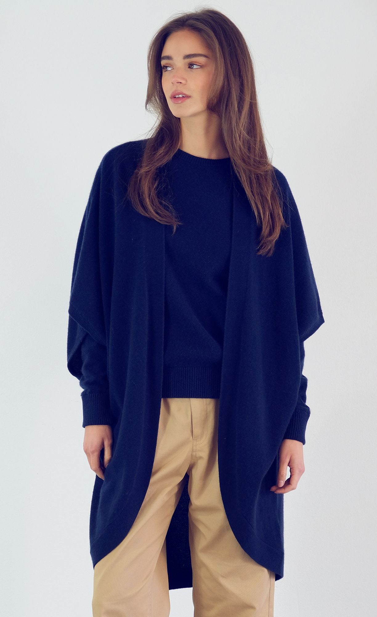 Isabel Standard-Weight Cashmere Wrap | Navy