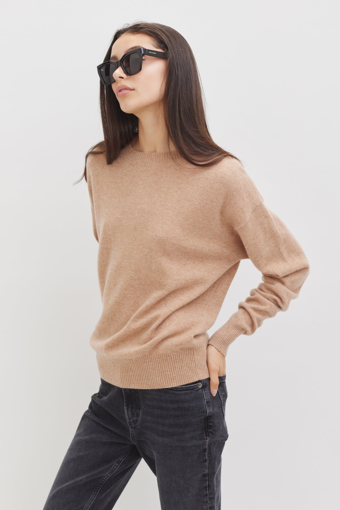 Naomi boyfriend fit oversized cashmere sweater | Almond