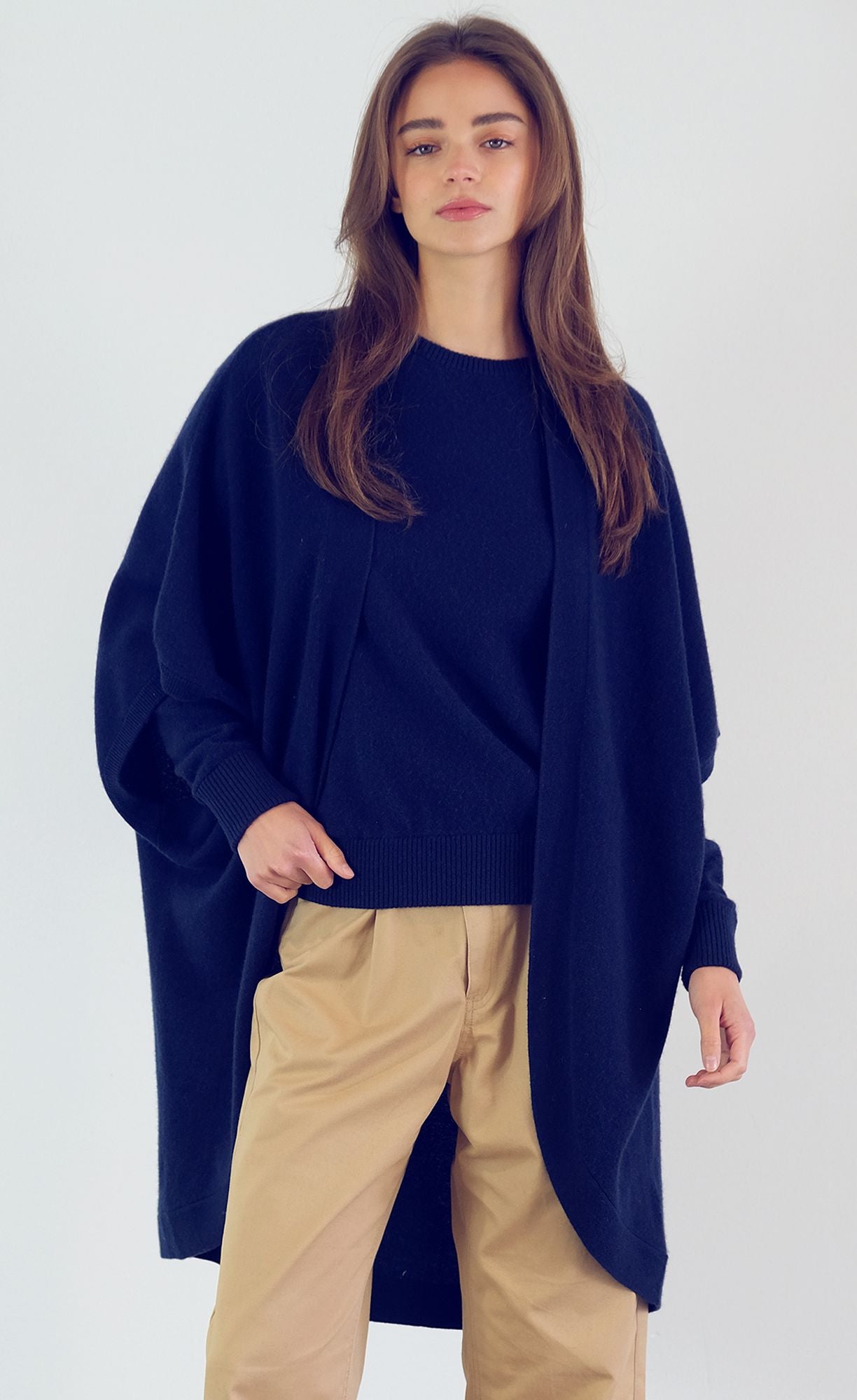 Isabel Standard-Weight Cashmere Wrap | Navy
