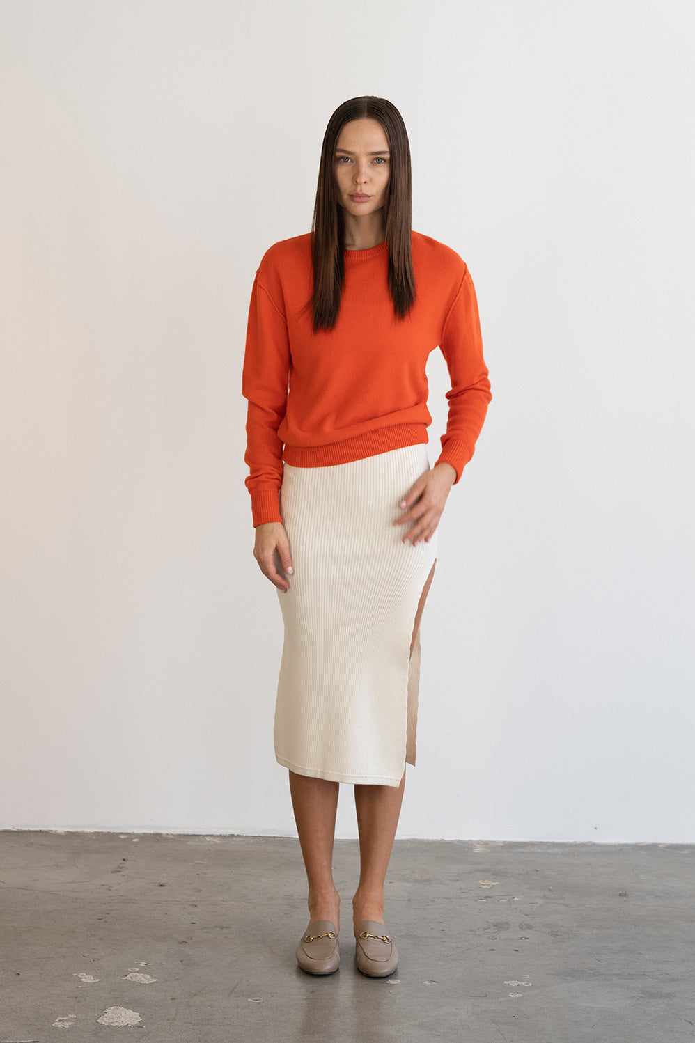 benny medium weight cashmere pullover fire red