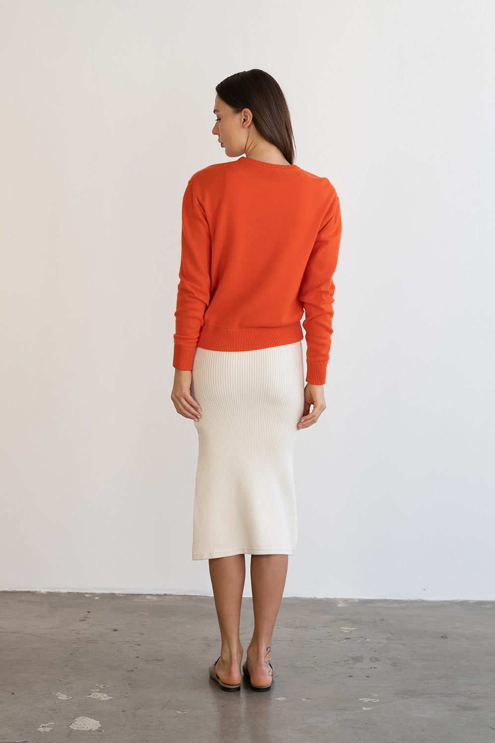 benny medium weight cashmere pullover fire red