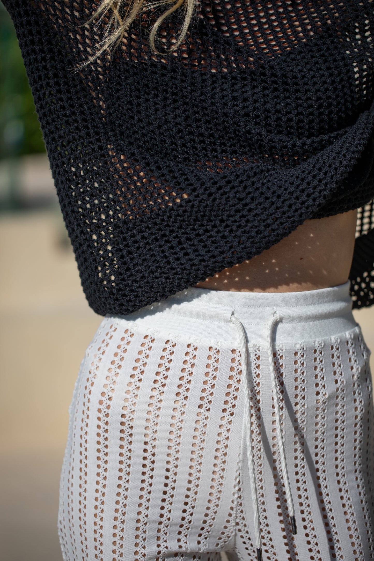 Mica Crochet Pants | White