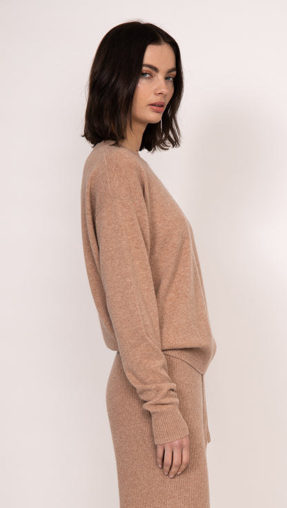 Naomi boyfriend fit oversized cashmere sweater | Almond