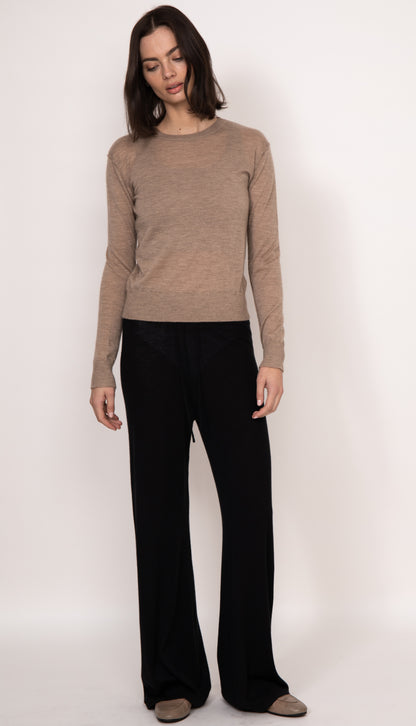 Maya ribbed cashmere wide leg pants | Black