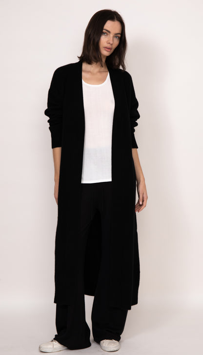 Maya ribbed cashmere wide leg pants | Black