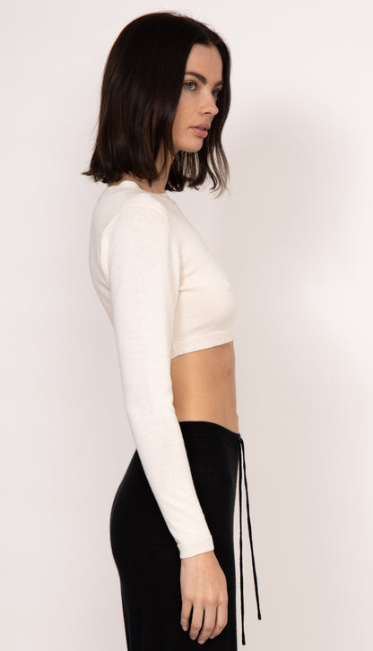 Astrid Long Sleeve Perfect Fit Crop Top | Ivory