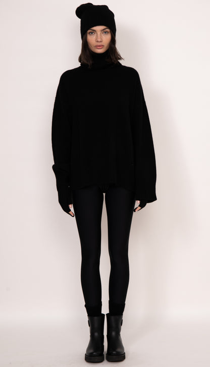 Charlie Oversized Cashmere Turtleneck | Black