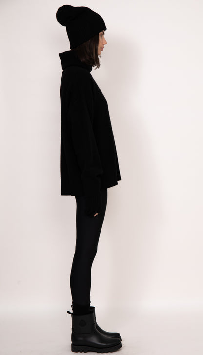 Charlie Oversized Cashmere Turtleneck | Black