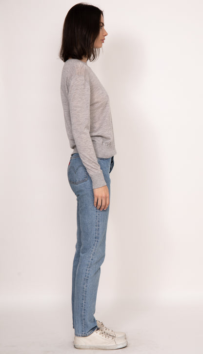 Marguerite Paper Thin Cashmere Sweater | Heather Gray