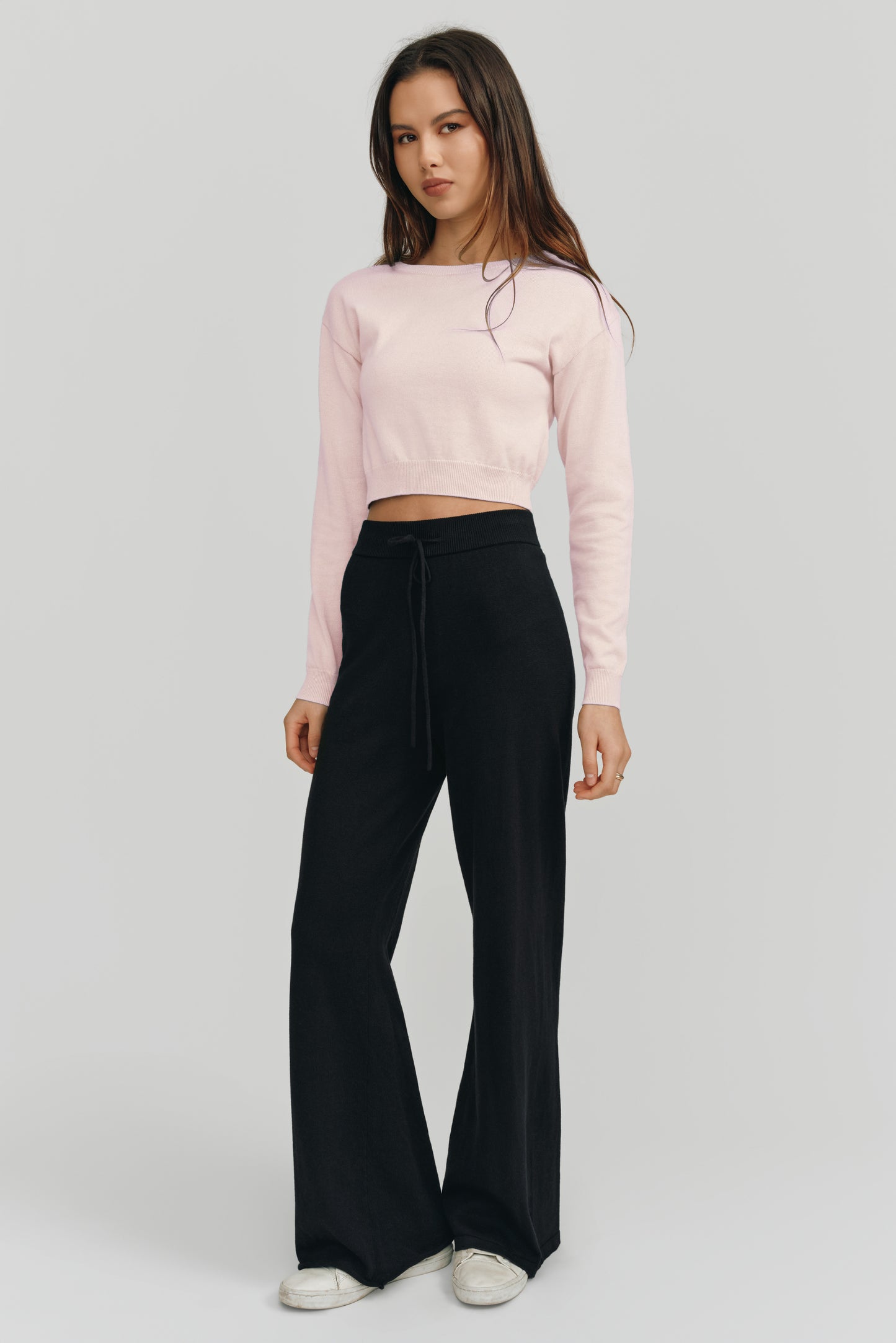 Astrid Long Sleeve Cropped Sweater | Blush
