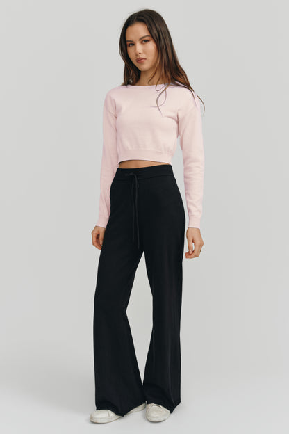Astrid Long Sleeve Cropped Sweater | Blush