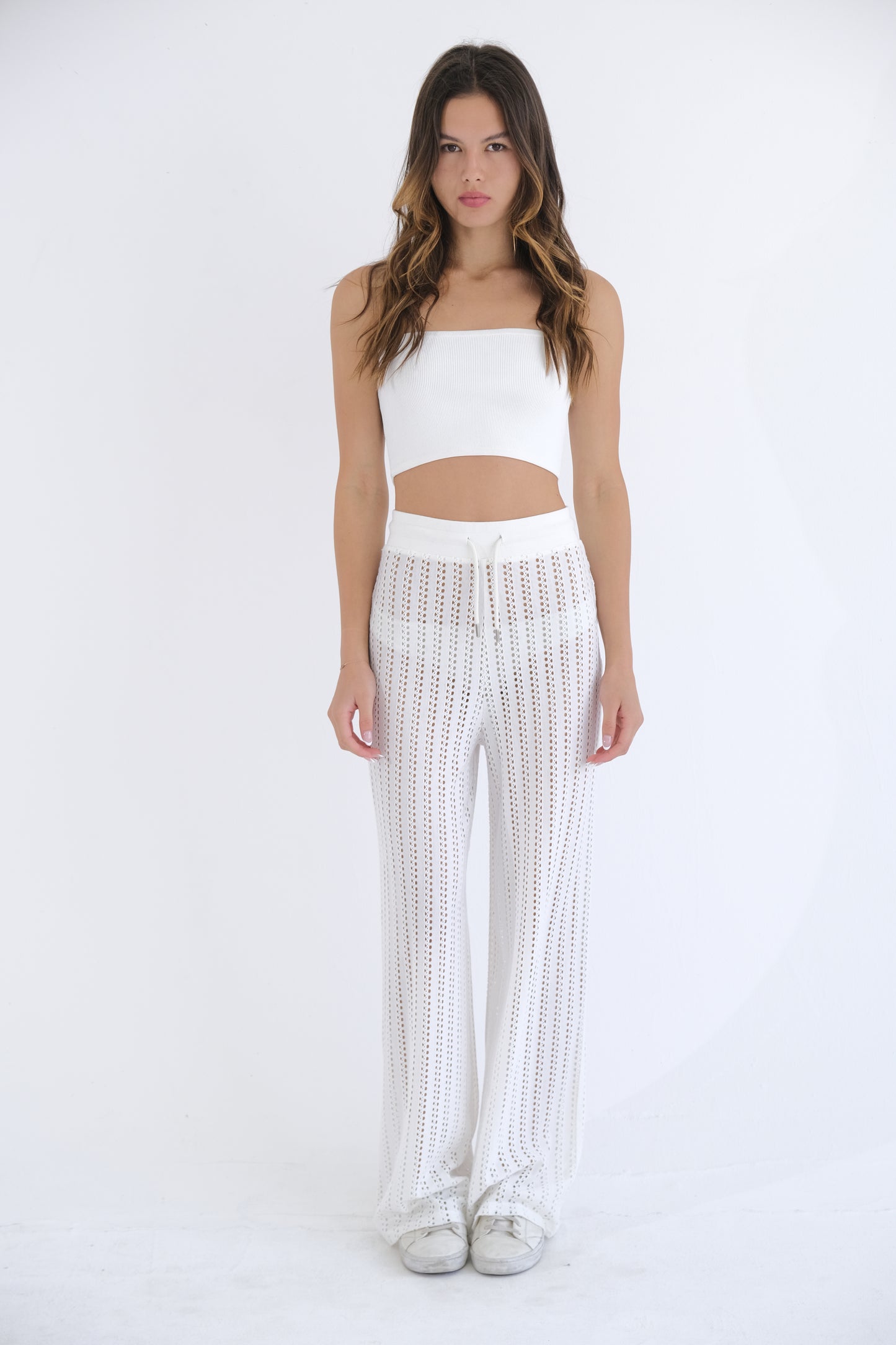 Mica Crochet Pants | White