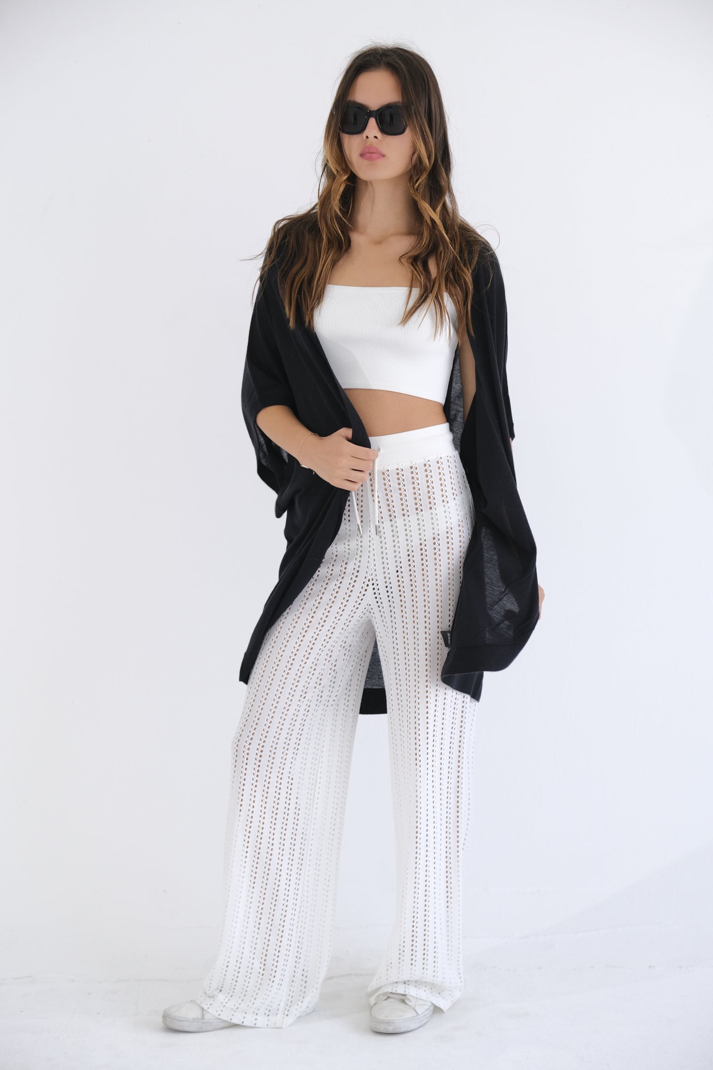Mica Crochet Pants | White