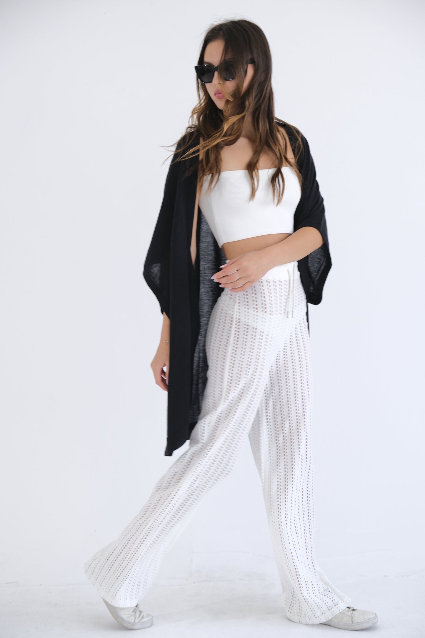 Mica Crochet Pants | White