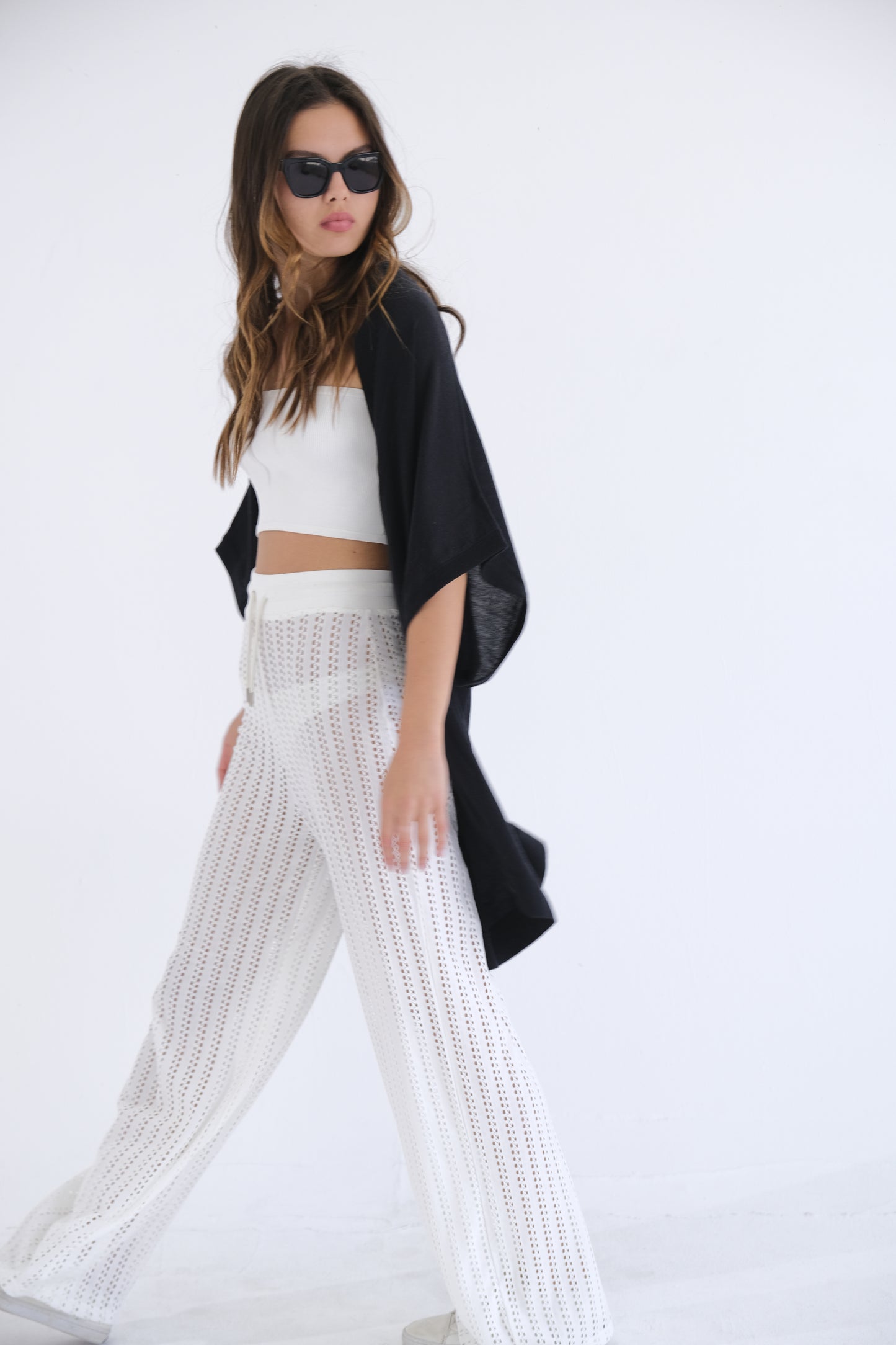 Mica Crochet Pants | White