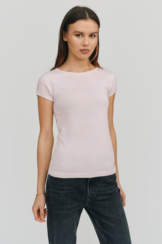 Greta Perfect Fit Cashmere Tee | Peony