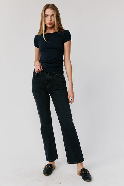 Greta Perfect Fit Cashmere Tee | Black