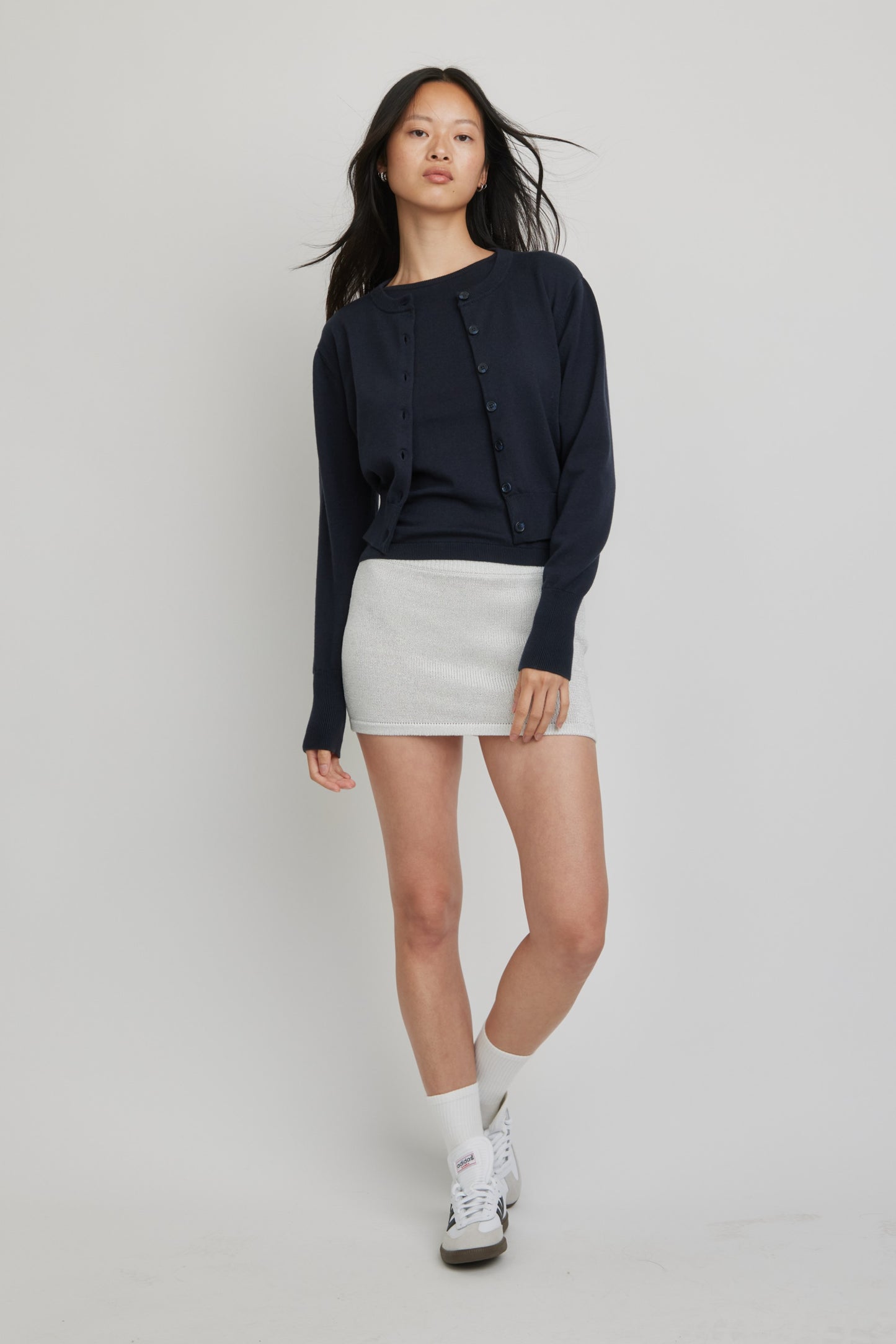 Halle Elevated Essential Cardigan | Navy