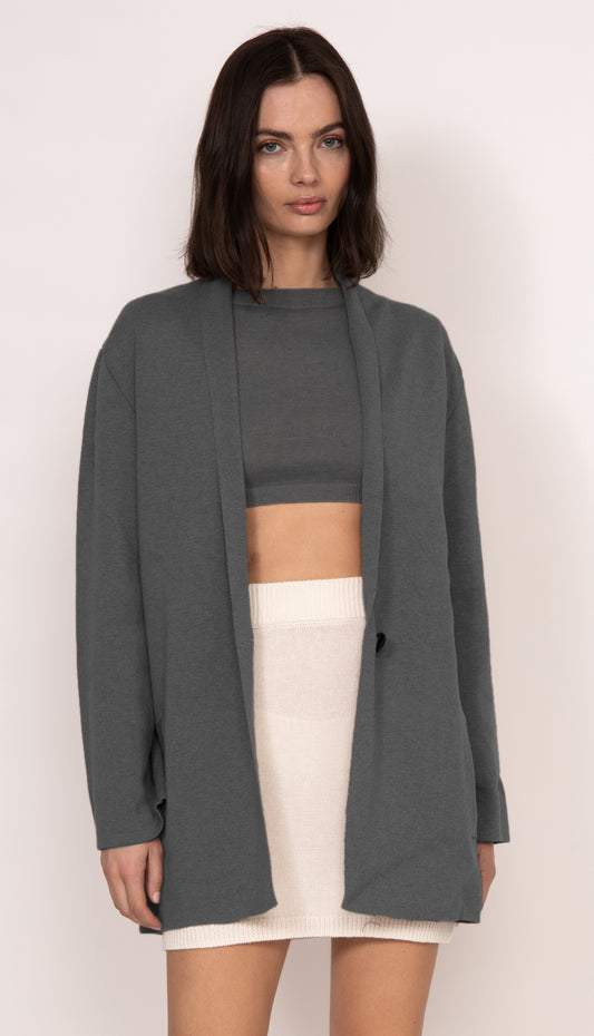 Helena Oversized Power Blazer | Dark Grey