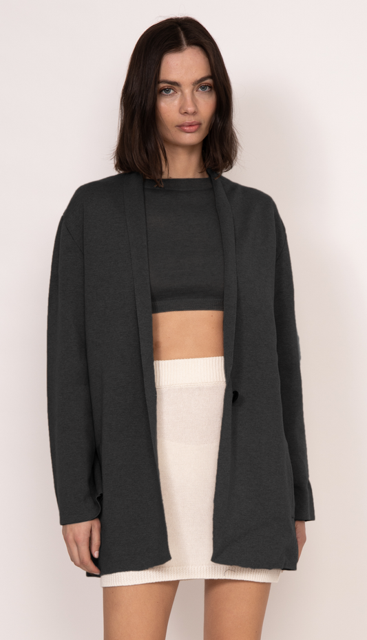 Helena Oversized Power Blazer | Dark Grey