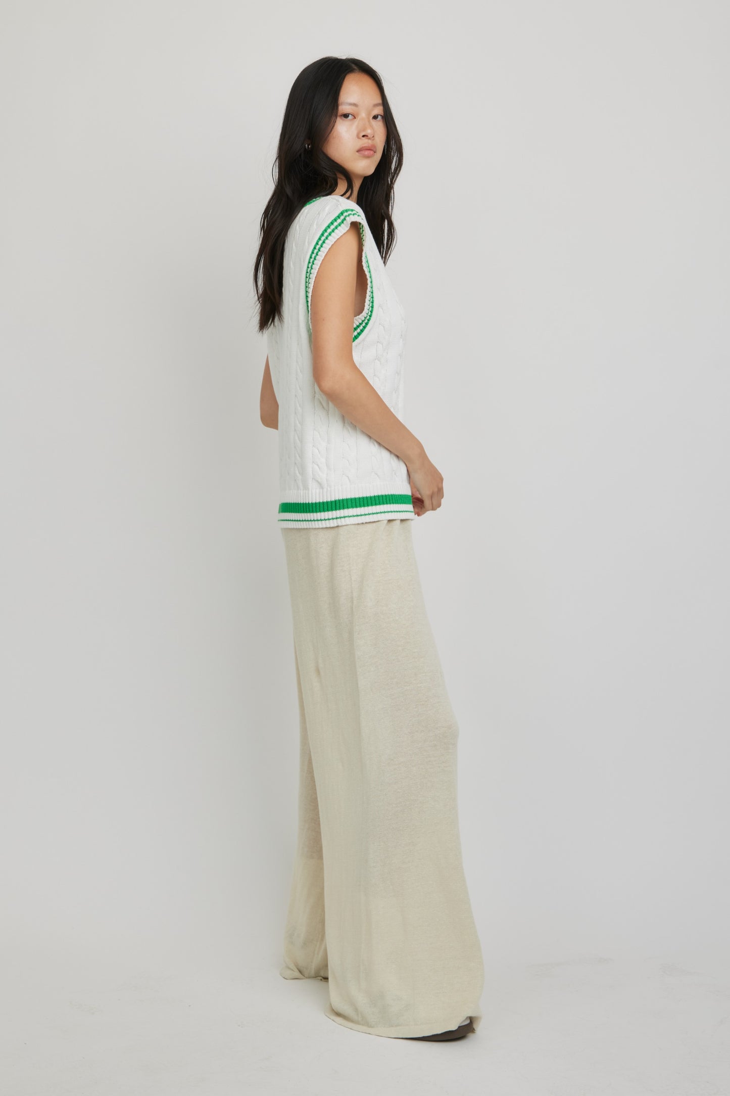 Ivan V-Neck Sleeveless Tennis Sweater | Ivory
