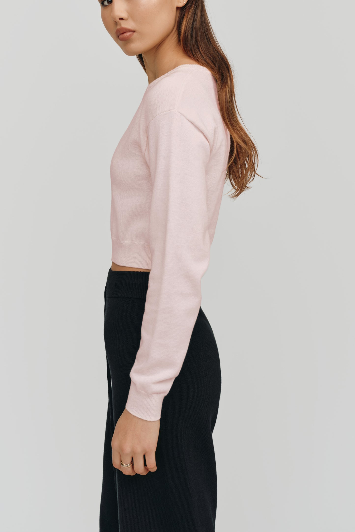 Astrid Long Sleeve Cropped Sweater | Blush