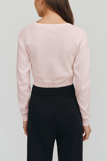 Astrid Long Sleeve Cropped Sweater | Blush