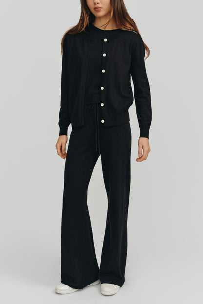 Halle Elevated Essential Cardigan | Black