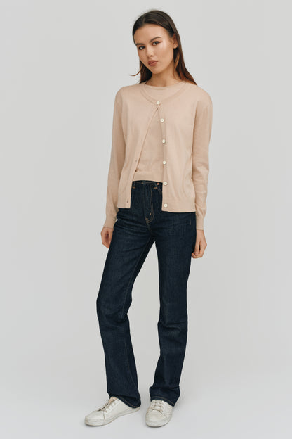 Halle Elevated Essential Cardigan | Camel