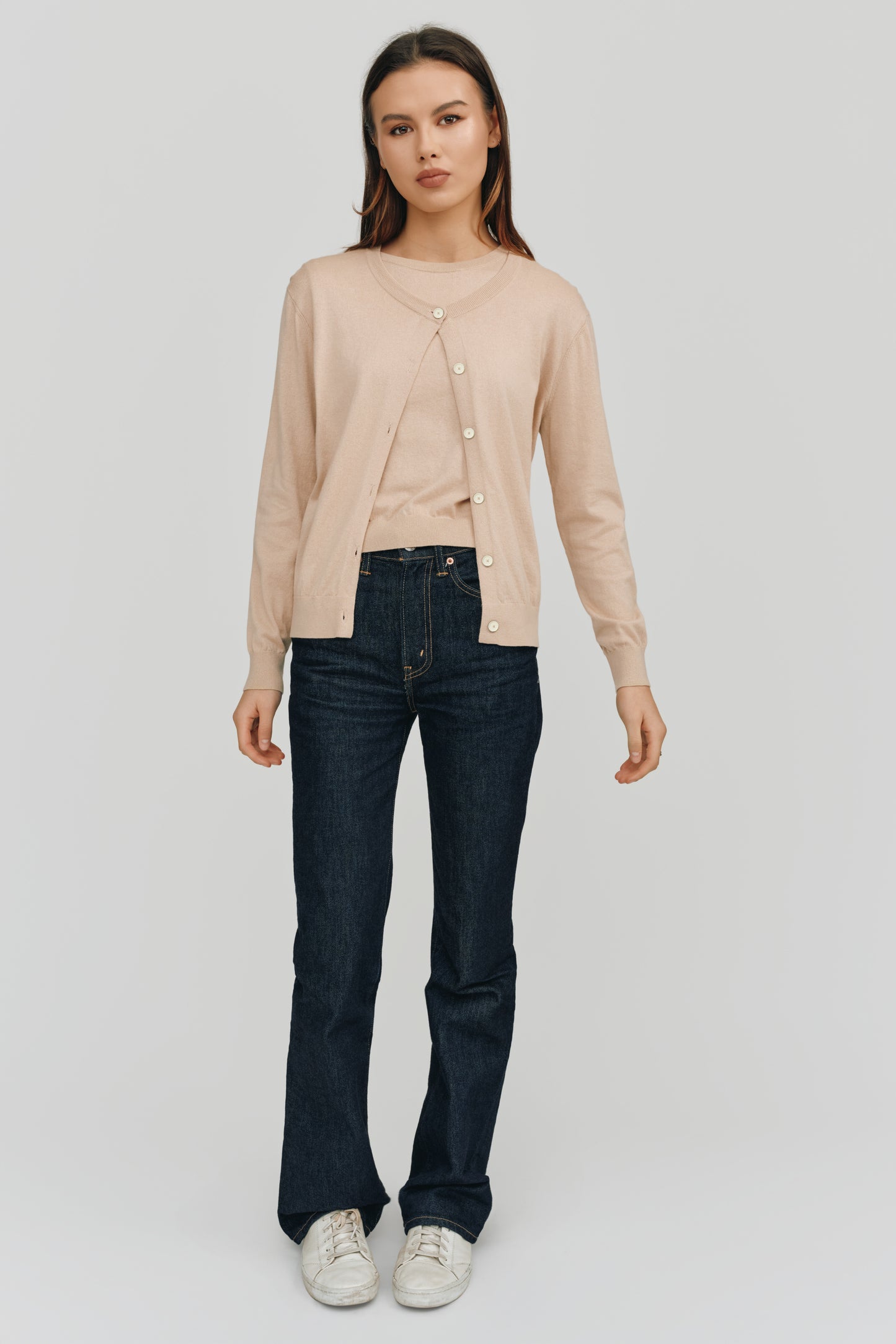 Halle Elevated Essential Cardigan | Camel