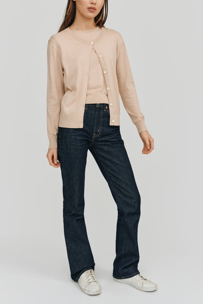 Halle Elevated Essential Cardigan | Camel