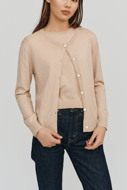 Halle Elevated Essential Cardigan | Camel