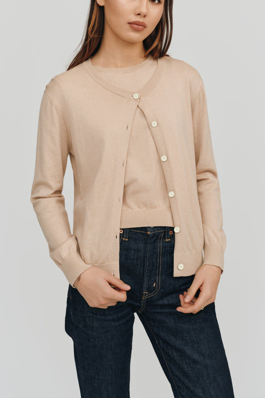 Halle Elevated Essential Cardigan | Camel