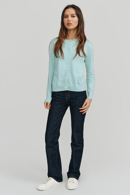 Halle Elevated Essential Cardigan | Glacier Blue