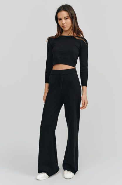 Alex Wide Leg Pant | Black