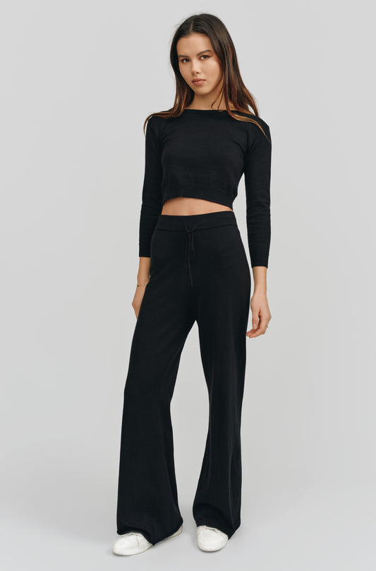 Alex Wide Leg Pant | Black